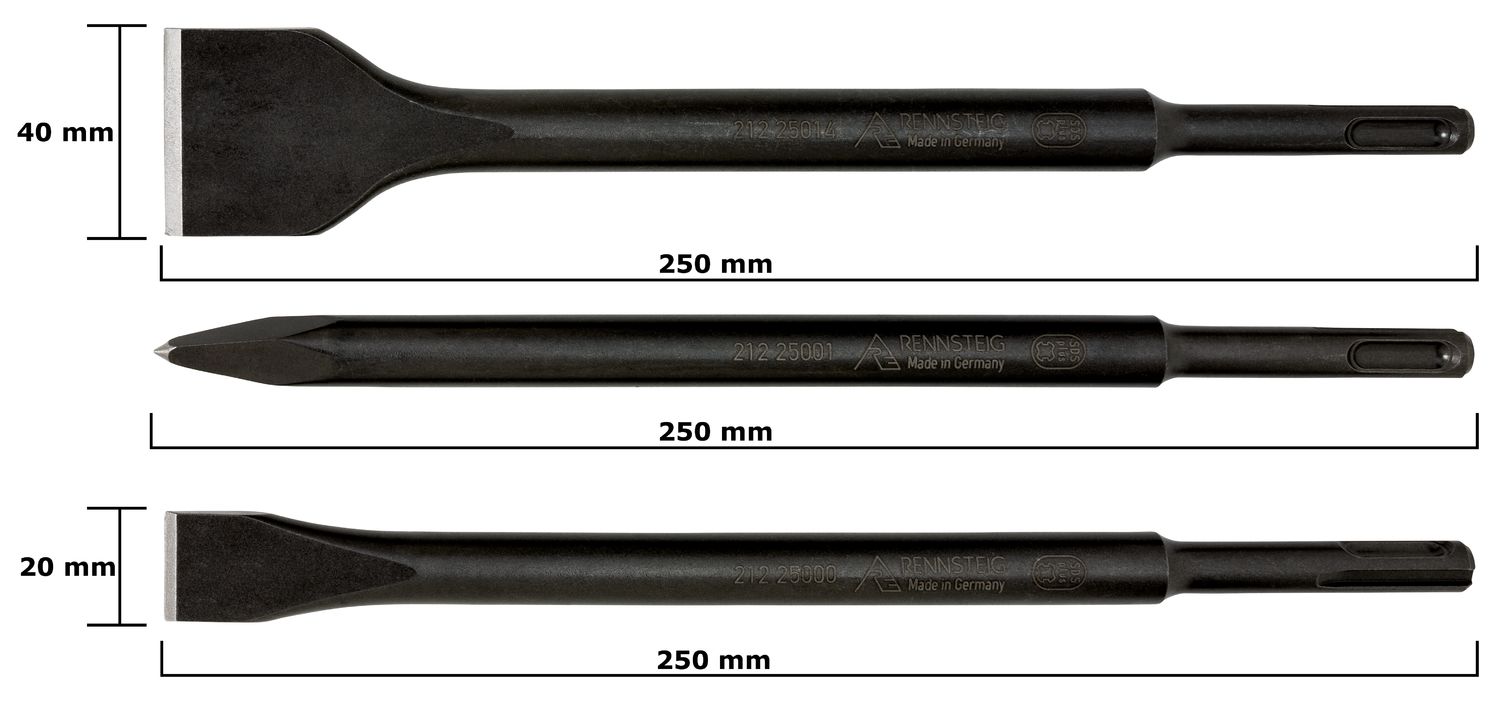 Chisel set for electric hammers SDS plus (3-piece) DIY, flat cold chisel, pointed chisel, spade chisel thumbnail 7
