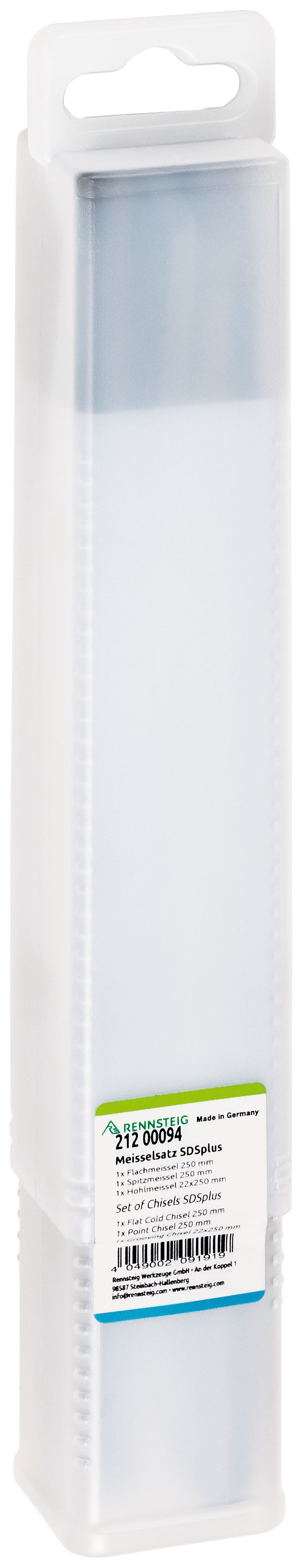 Chisel set for electric hammers SDS plus (3-piece), flat cold chisel, pointed chisel, grooving chisel thumbnail 4