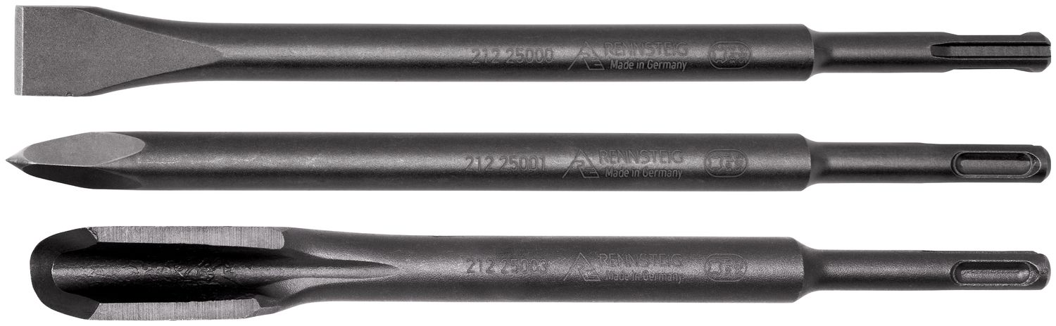 Chisel set for electric hammers SDS plus (3-piece), flat cold chisel, pointed chisel, grooving chisel thumbnail 5