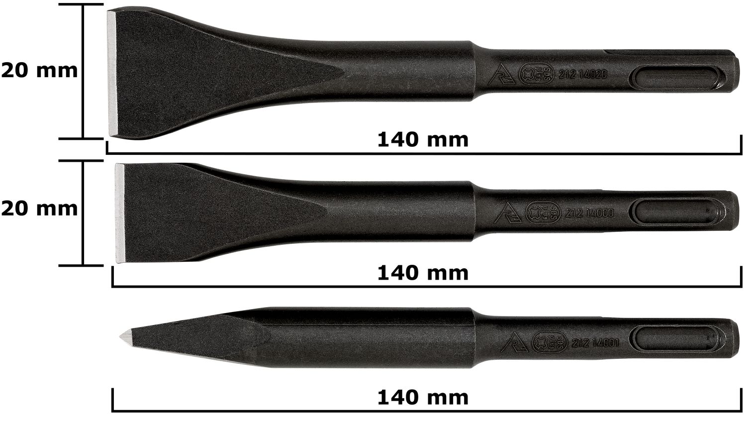 PCS chisel set for electric hammers SDS plus (3-piece) DIY thumbnail 7