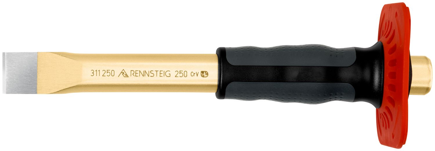 Flat cold chisel with handguard 25 x 250 mm, polished