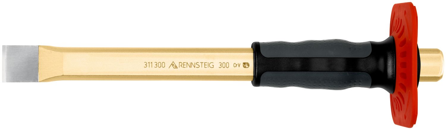 Flat cold chisel with handguard 26 x 300 mm, polished