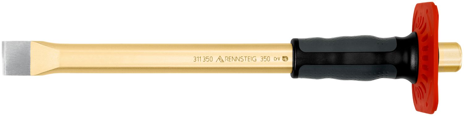 Flat cold chisel with handguard 27 x 350 mm, polished