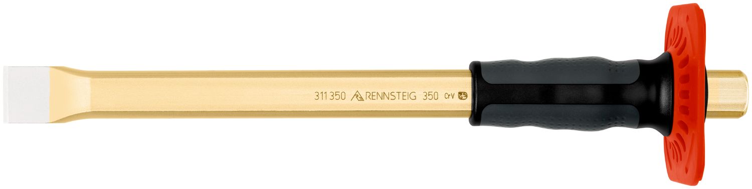 Flat cold chisel with handguard 27 x 350 mm, painted