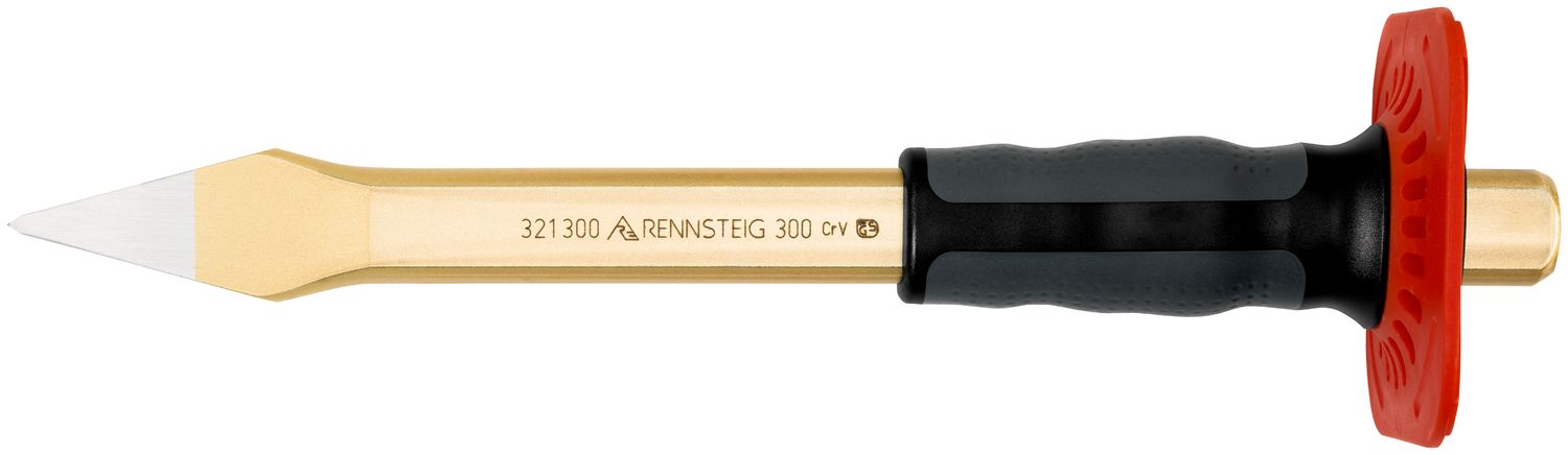 Đục ngang có tay cầm 9 x 300 mm, sơn phủ vàng, Rennsteig, an toàn, đục rãnh