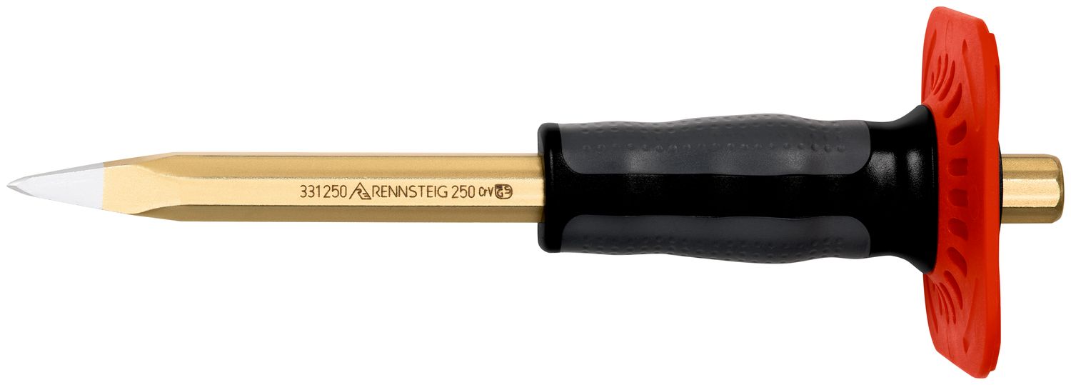 Pointed chisel with handguard 250 mm, octagonal 16 mm, painted