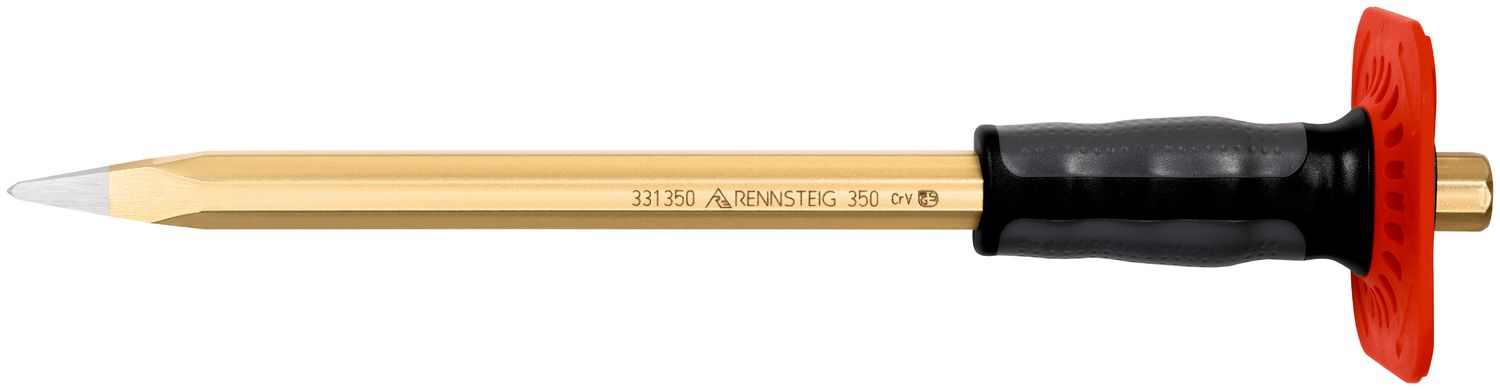 Pointed chisel with handguard 350 mm, octagonal 18 mm, polished
