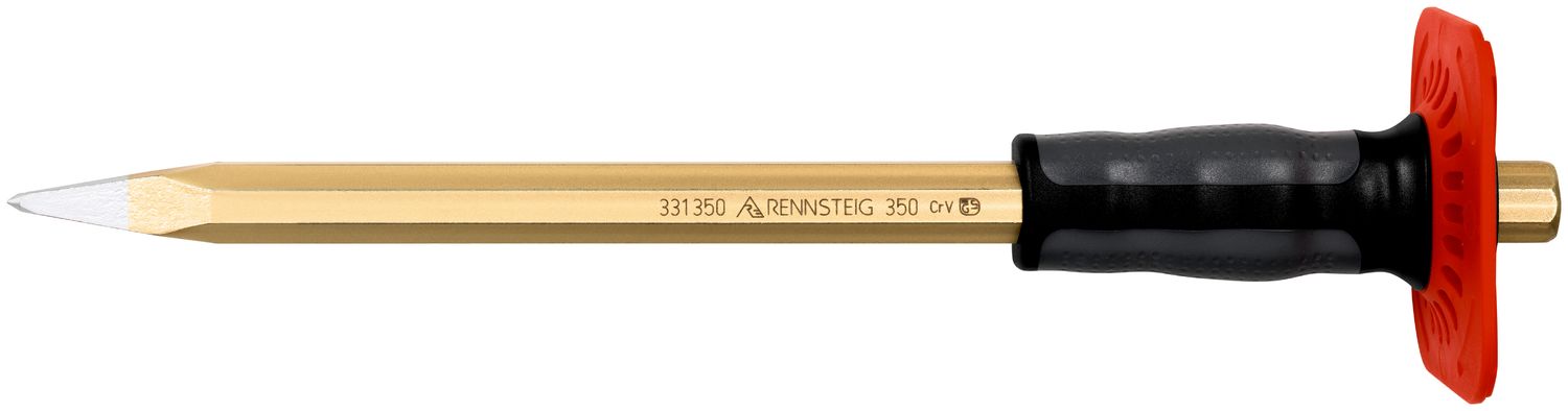 Pointed chisel with handguard 350 mm, octagonal 18 mm, painted