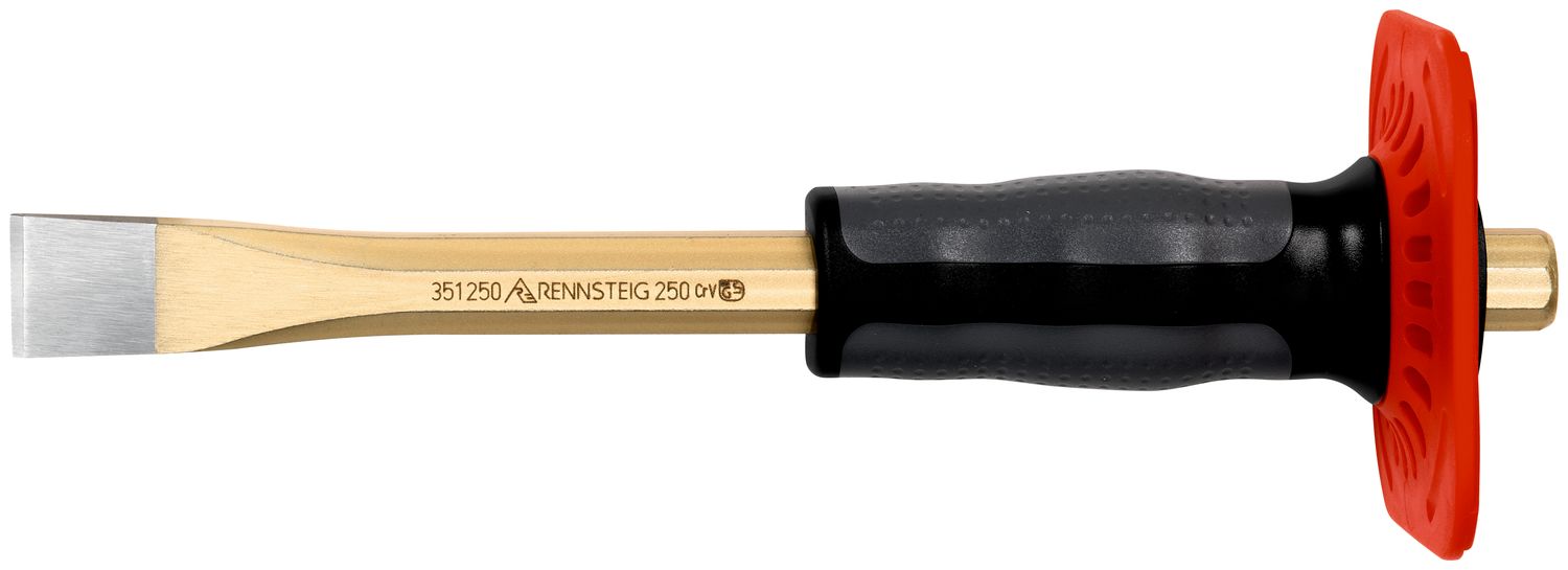 Masonry chisel with handguard 23 x 250 mm, octagonal 16 mm, polished