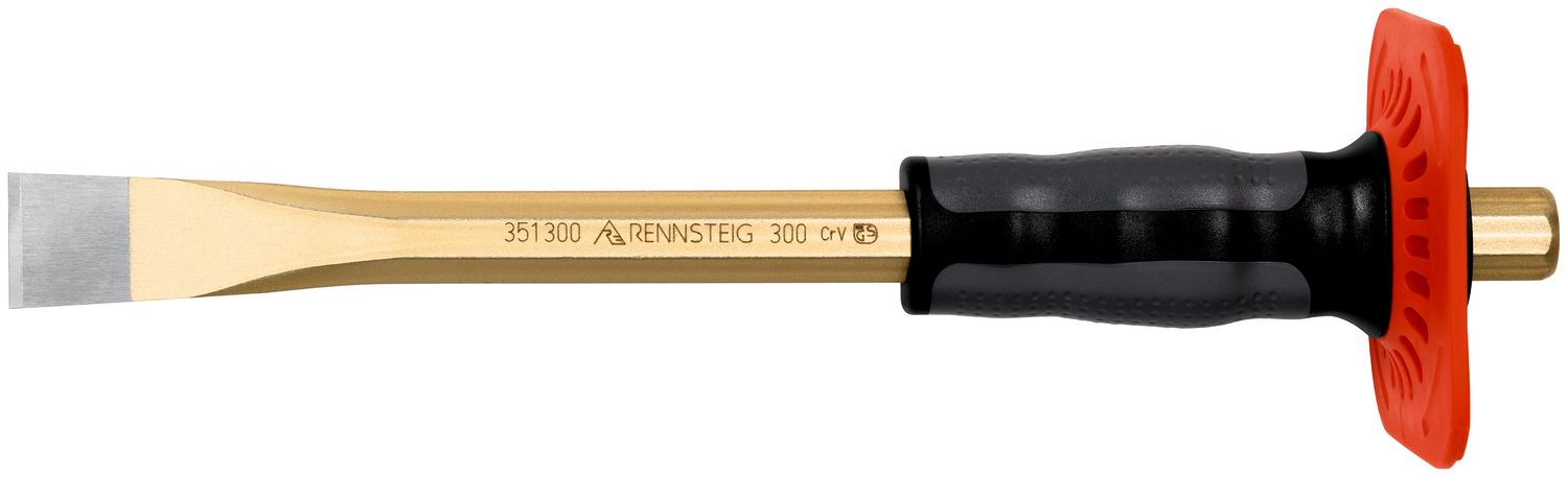 Masonry chisel with handguard 23 x 300 mm, octagonal 18 mm, polished