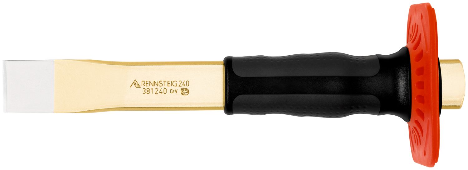 Slitting chisel with handguard straight 28 x 240 mm, painted