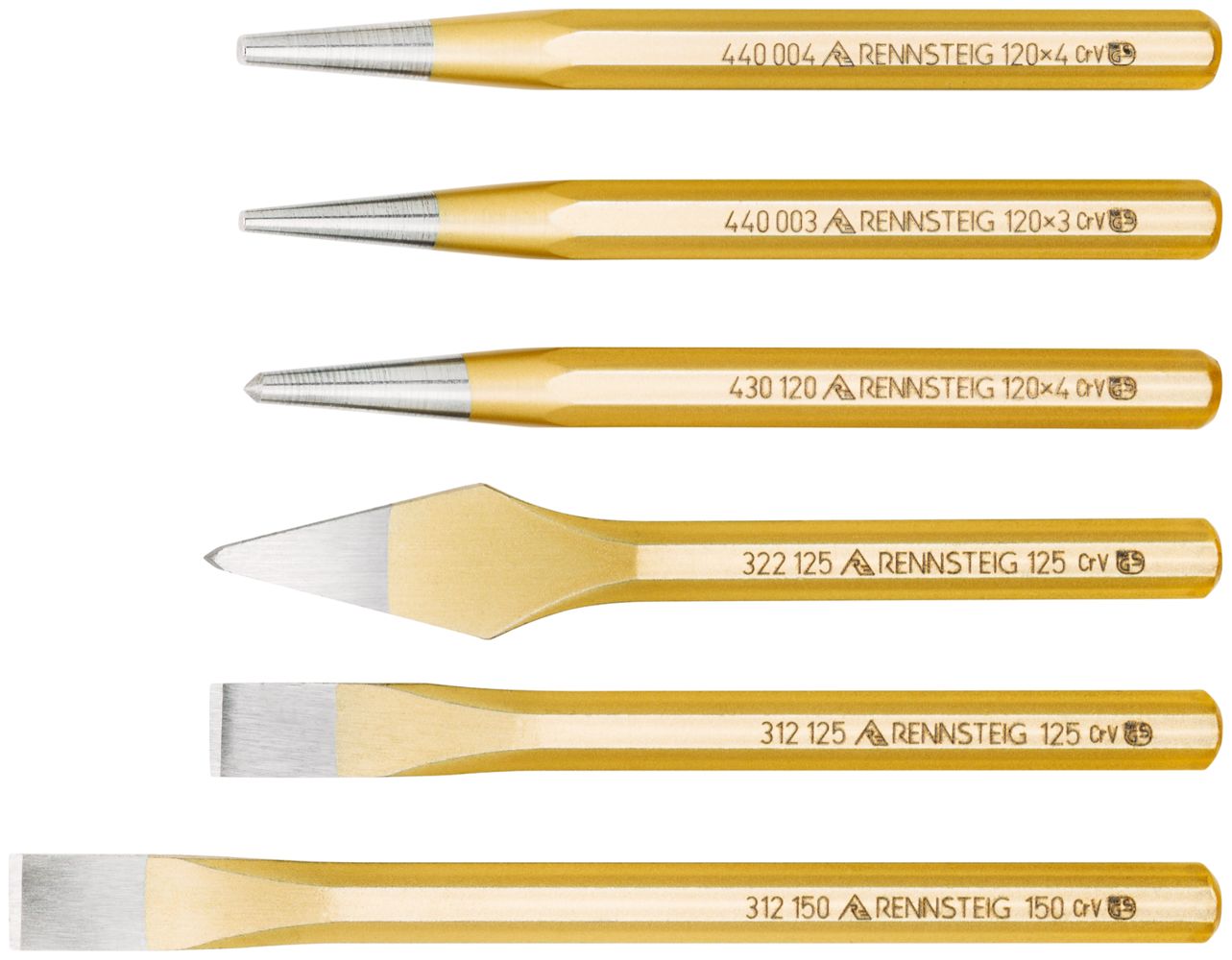 Rennsteig 421 002 0 Tool Set in Metal Box – 6 Piece Metalworking Chisel & Punch Kit thumbnail 5