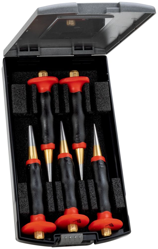 Taper punch set with handguard in plastic box thumbnail 2