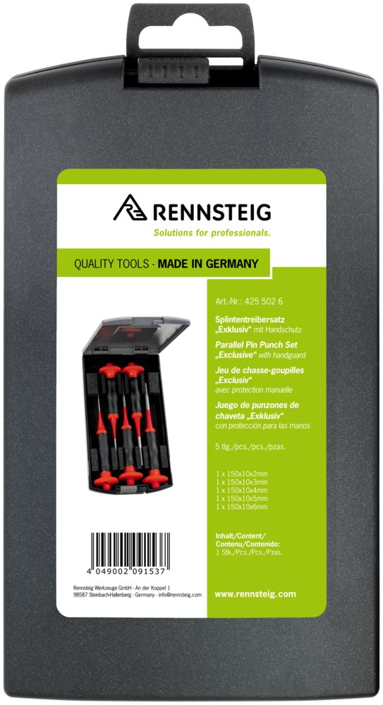 Rennsteig 425 502 6 Parallel Pin Punch Set Exclusive with Handguard in Plastic Box thumbnail 4
