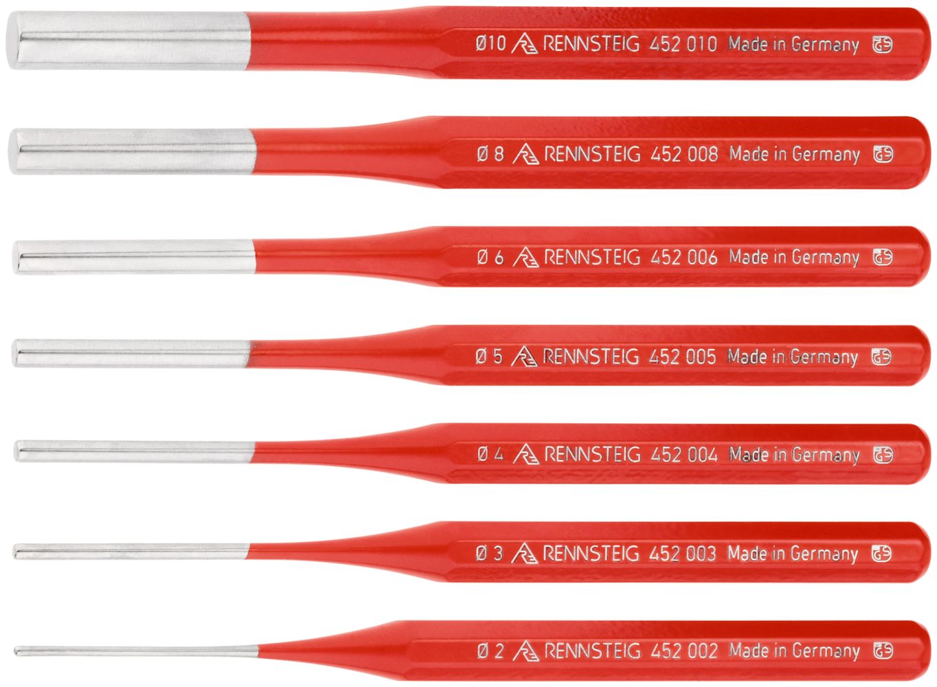 Bộ đục chốt 6 cây cán sơn đỏ Rennsteig 425 560 6, đế tay cầm bằng nhựa thumbnail 4