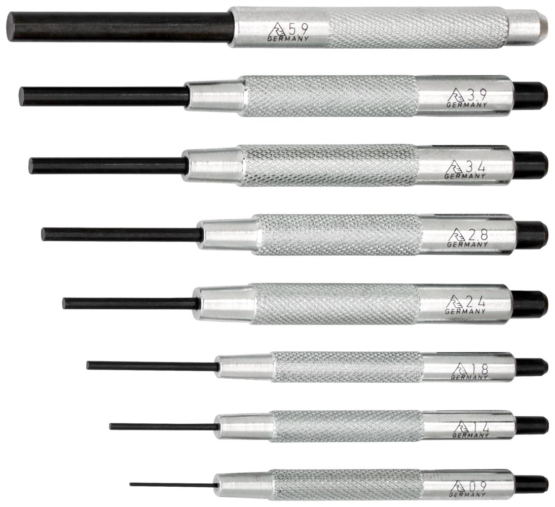 Parallel pin punch set with guide sleeve in metal box (8-piece) thumbnail 3