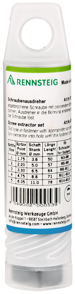 Screw extractor set “Spiral” (5-piece) in plastic tube thumbnail 2