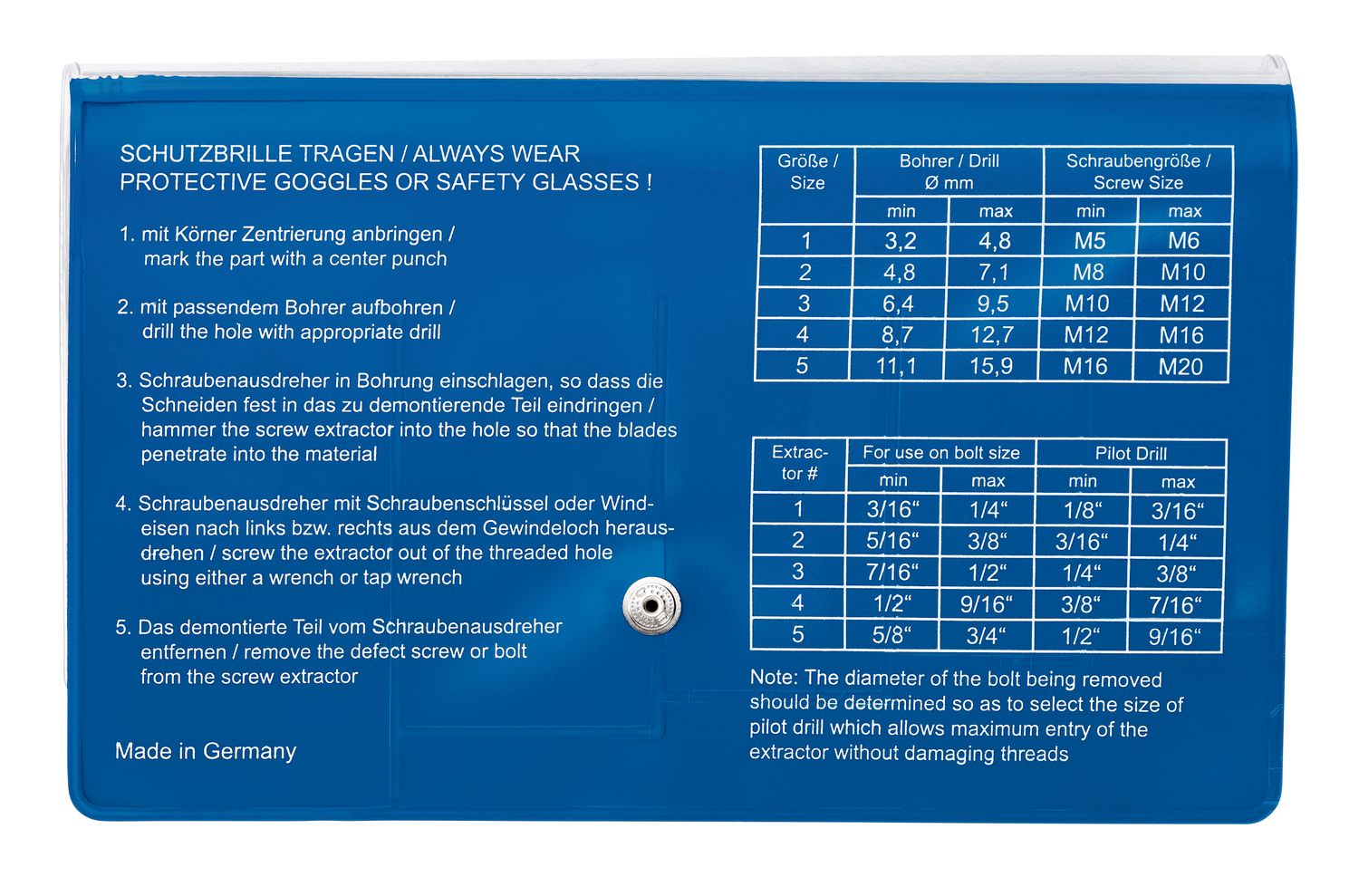 Screw extractor set double-edged (5-piece) in plastic pouch thumbnail 3