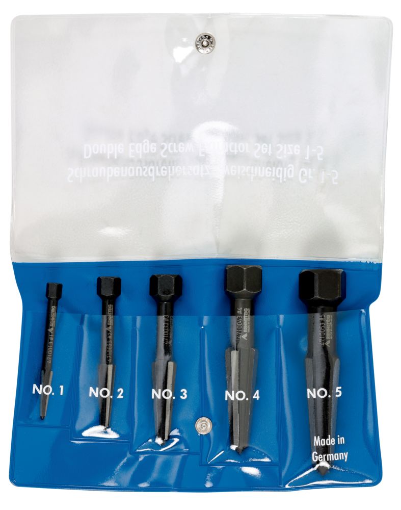Screw extractor set double-edged (5-piece) in plastic pouch thumbnail 4