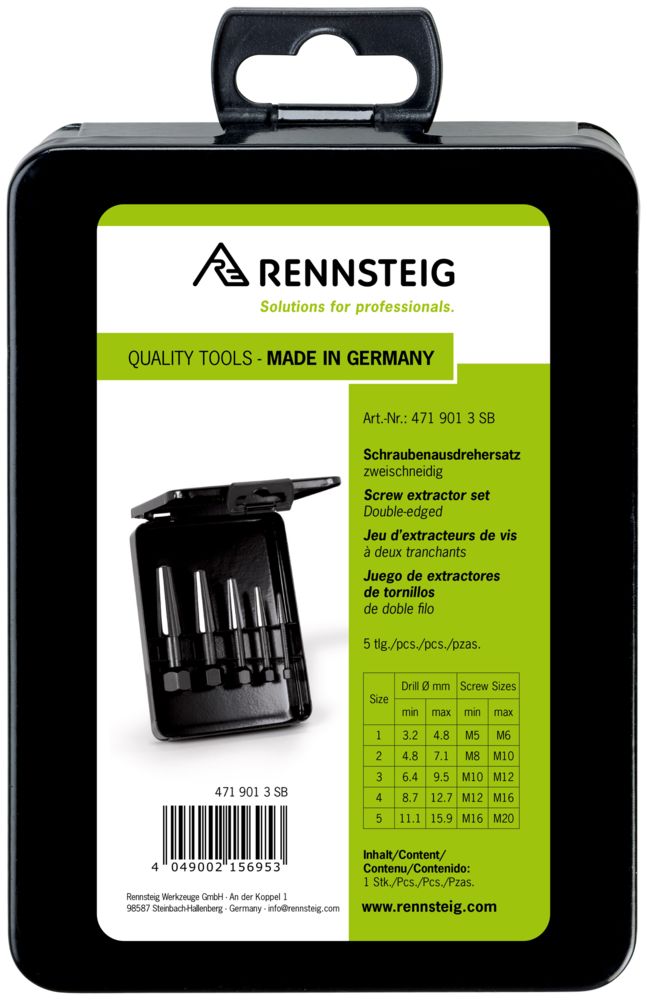 Screw extractor set double-edged (5-piece) in metal box DIY thumbnail 6