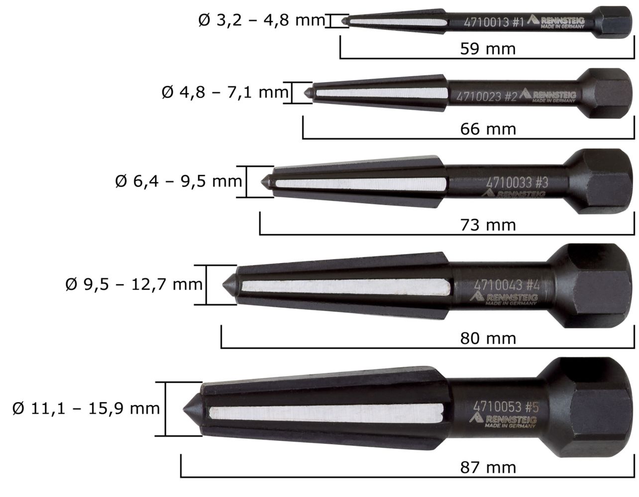 Screw extractor set double-edged (5-piece) in metal box thumbnail 6