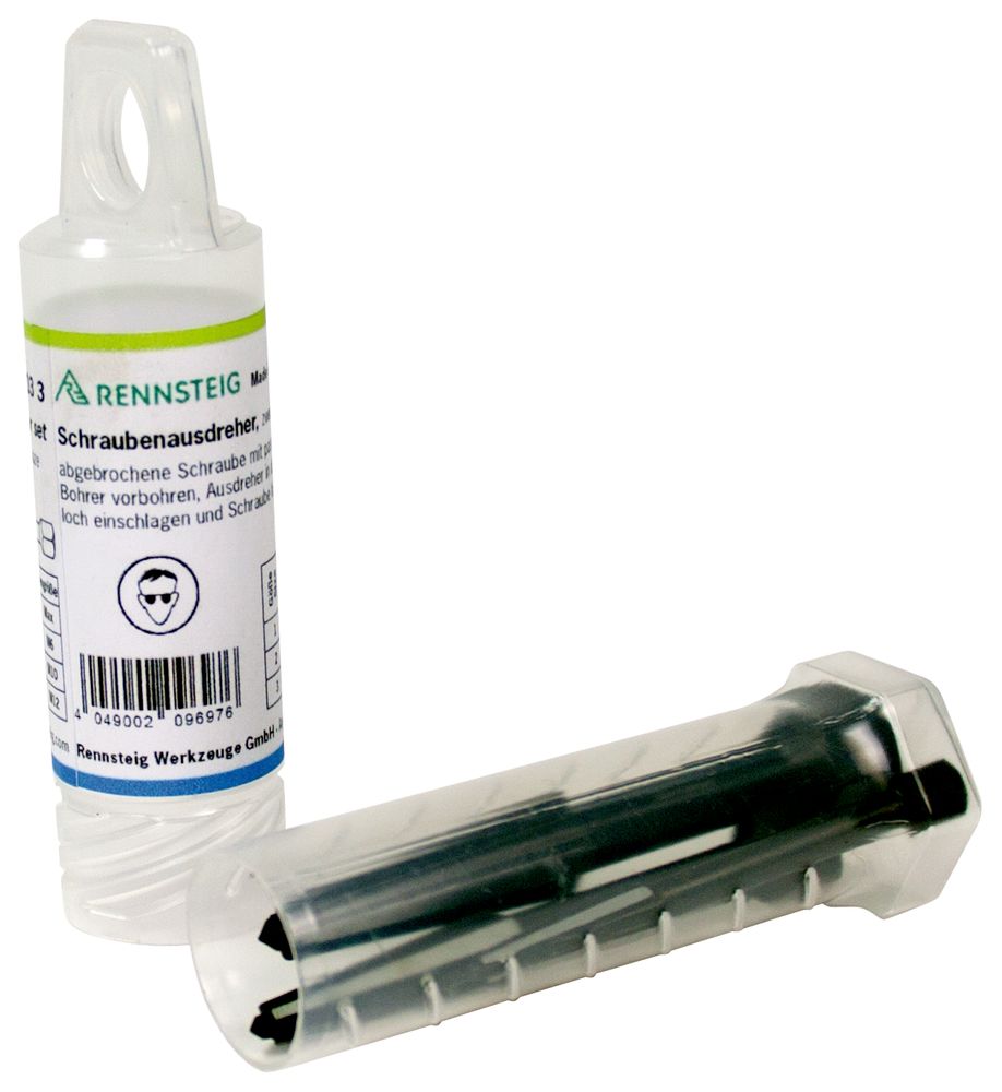 Screw extractor set double-edged (3-piece) in plastic tube