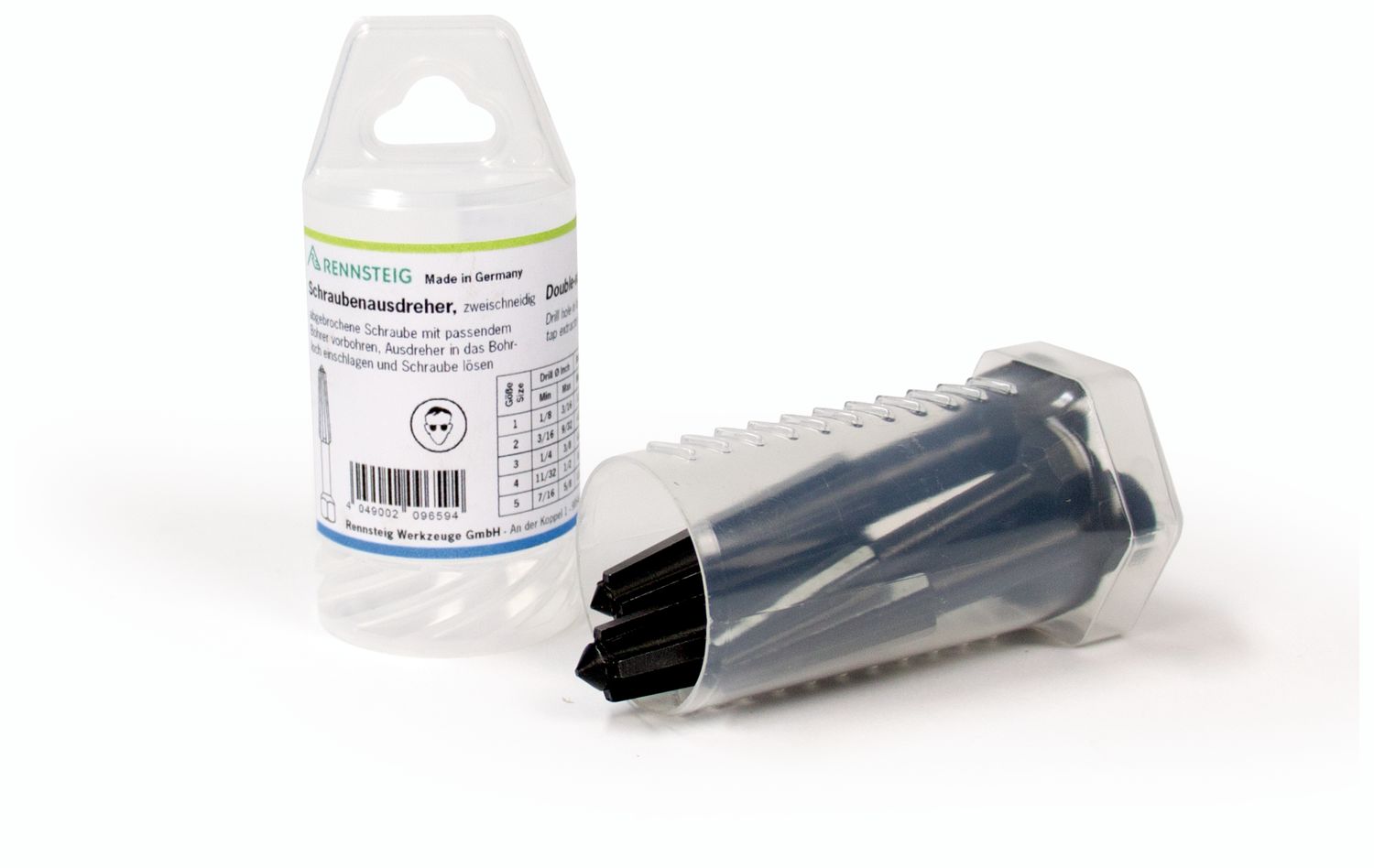 Screw extractor set double-edged (5-piece) in plastic tube