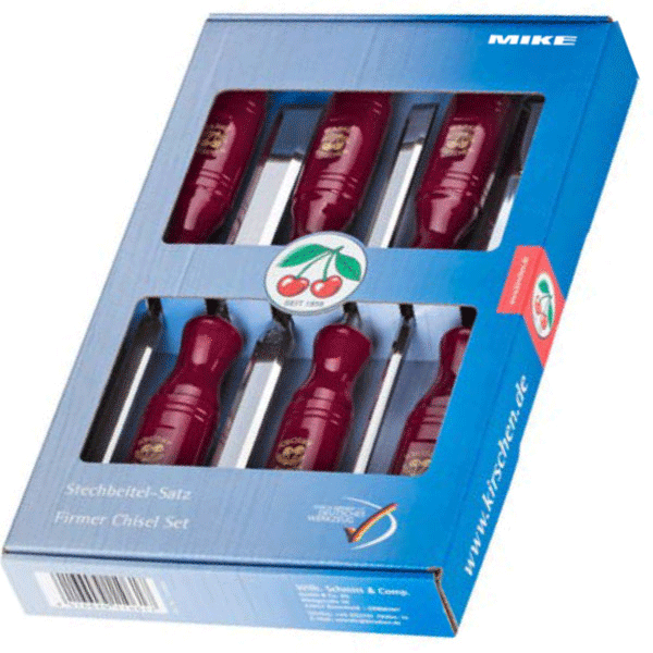 Bộ đục gỗ cán nhựa Kirschen 1113 SB, 6 chi tiết trong hộp giấy