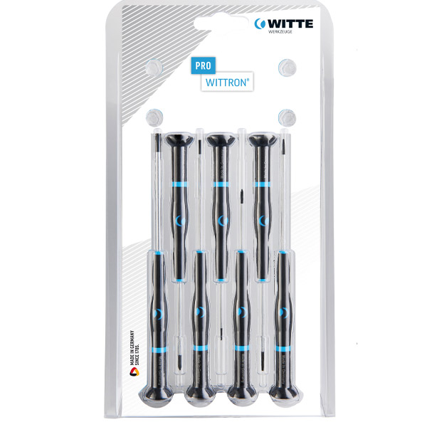 Bộ tua vít WITTE 89342 cho điện tử gồm 07 chi tiết 4 dẹt và 3 PH