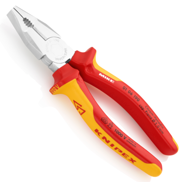 Kìm răng đầu bằng Knipex 01 06 190 cách điện VDE 1000V