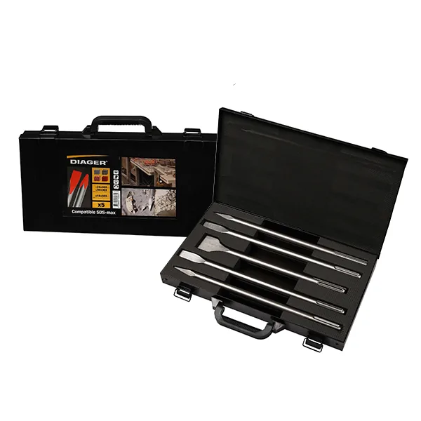 Bộ 5 mũi đục SDS-Max DIAGER 315C, gồm đục nhọn và dẹt