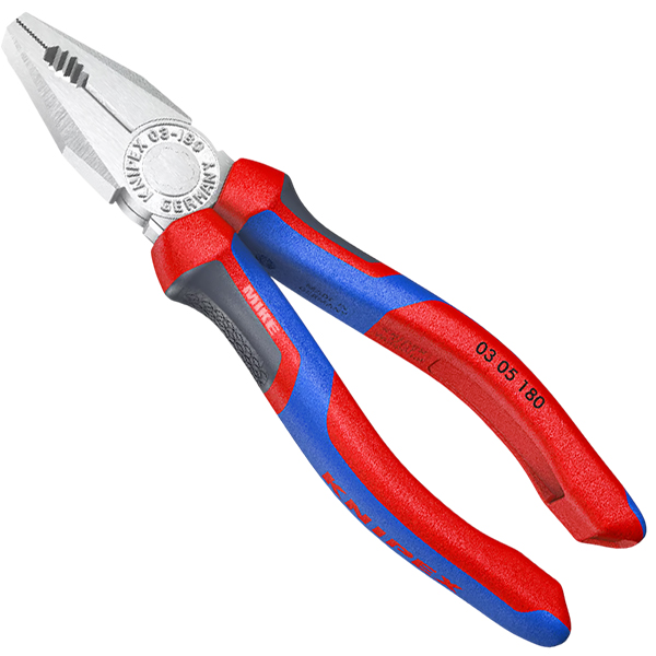 KNIPEX 03 05 180 Combination Pliers 180 mm chrome-plated with comfort handles chrome-plated