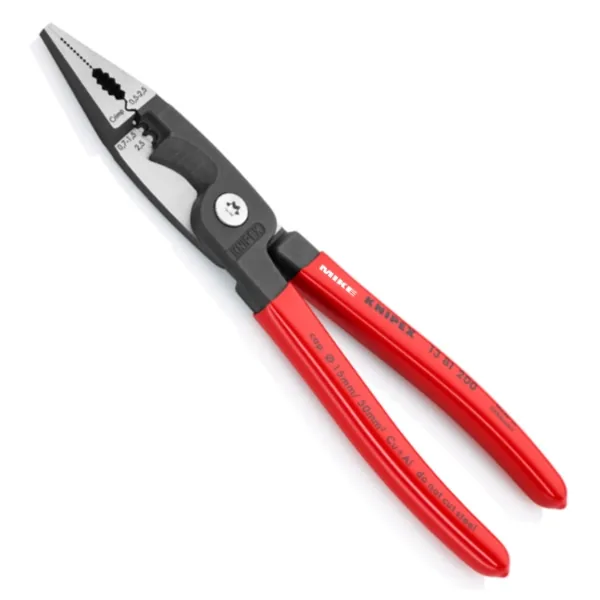 KNIPEX 13 81 200 Pliers for Electrical Installation 200 mm black atramentized with plastic coating polished
