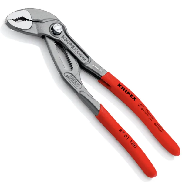 KNIPEX 87 01 180 Cobra® High-Tech Water Pump Pliers 180 mm grey atramentized with non-slip plastic coating polished