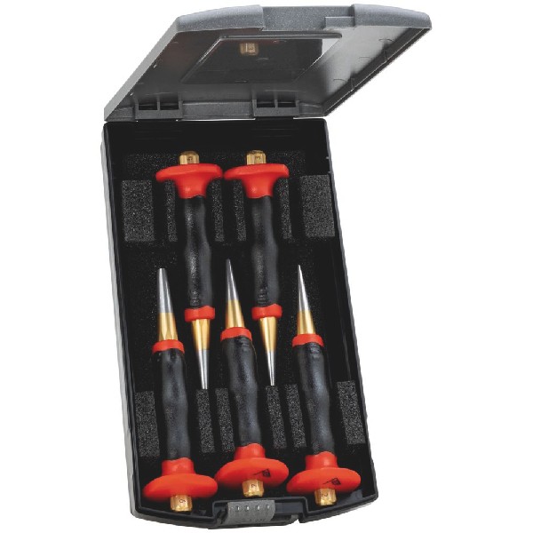 Taper punch set with handguard in plastic box