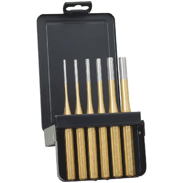 Parallel pin punch set in metal box