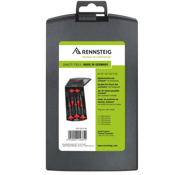 Bộ đột chốt song song “Exclusive” với tay cầm bảo vệ, hộp nhựa, 5 chi tiết