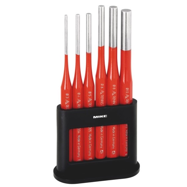 Bộ đục chốt 6 cây cán sơn đỏ Rennsteig 425 560 6, đế tay cầm bằng nhựa