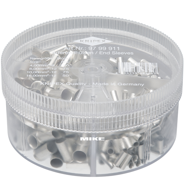 Hộp đầu cos trần Knipex 97 99 911, 4 sizes, 350 cái